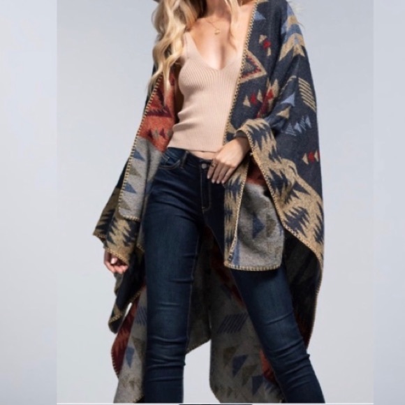 Aztec Tribal Western Blanket Cardigan - Picture 12 of 12